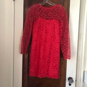 Handmade lace red dress